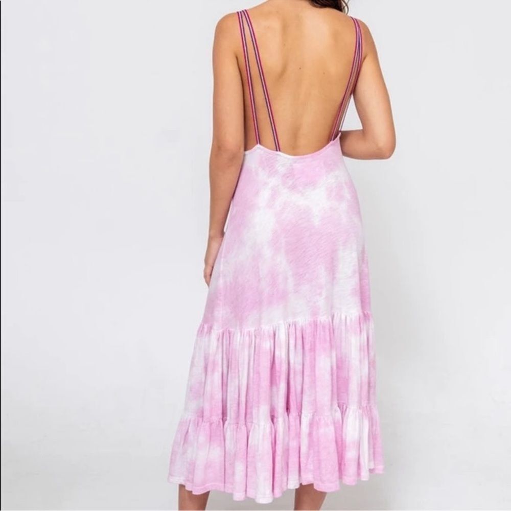 Pitusa Strappy MIDI Dress tie dye pink standard medium large xl - Picture 2 of 8